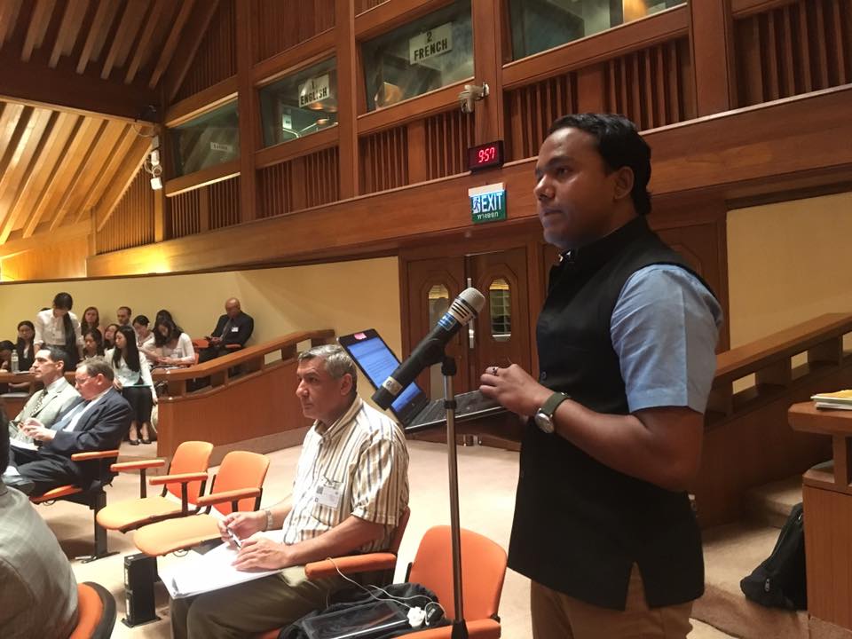 APCOM's Advocacy and Programme Manager, Shankar Silmula, making a great intervention at the Fourth Session of the ESCAP Committee on Social Development